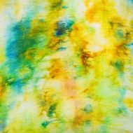 batik - abstract yellow and green spots on silk