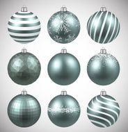 Set of realistic dim christmas balls