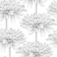 Beautiful monochrome black and white seamless background with dahlia N2
