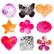 Set of 9 grunge vector shapes Design elements Vintage
