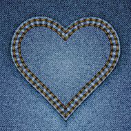 Abstract blue jeans heart on denim background N2