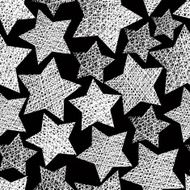 Stars seamless pattern repeating black and white background