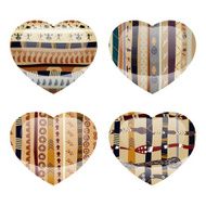 Set of glass hearts with ethnic texture inside