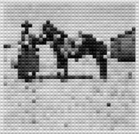 abstract black and white man with horse mosaic pattern background