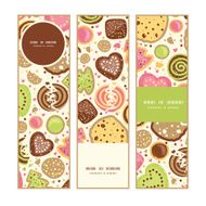 Vector colorful cookies vertical banners set pattern background