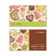 Vector colorful cookies horizontal stripe frame pattern business cards set