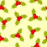 Seamless christmas pattern with holly berry