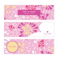 Vector pink abstract triangles horizontal banners set pattern background