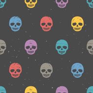 Vintage sugar skulls Seamless pattern on dark background