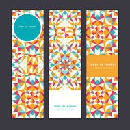 Vector colorful triangle texture vertical banners set pattern background
