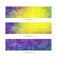 Set of vector banners with triangles and polygon mesh N2