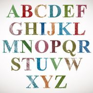 Vintage style alphabet letters with sketch lines texture vector