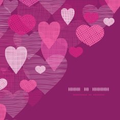 Textured fabric hearts corner frame pattern background N2