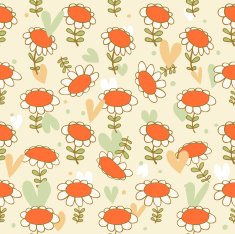 Flourish seamless drawn pattern Camomiles N3