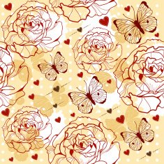 vector seamless with flowers and butterflies