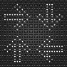 Arrow sign chrome metal gray shape black perforation texture