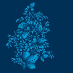 blue flower ornament gzhel russian style