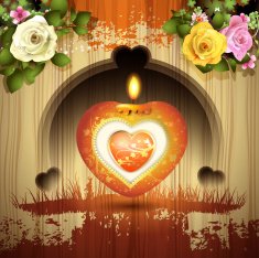 Red heart with candle