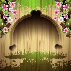 Carved wood with flowers N2
