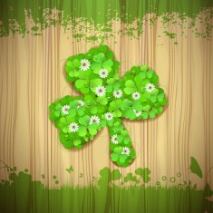 Wood background with clover