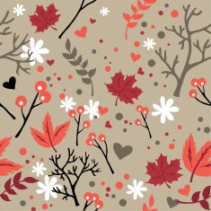 Seamless pattern with leaves flowers