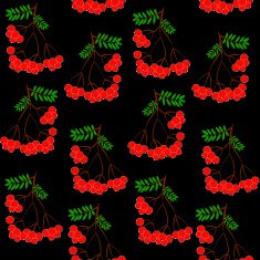 seamless leaf and rowanberrys pattern vector background N4