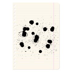 Brush blot on exercise book in line