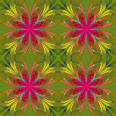 Beautiful pattern from fractal flowers Pink and yellow palette