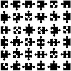 Set of black jigsaw puzzles
