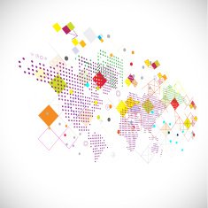 Abstract graphic template with world map dot and geometric