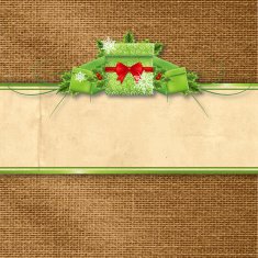Holly Christmas Gifts Banner On Burlap Background N2