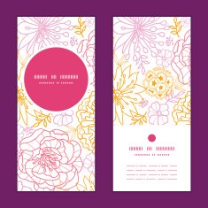 Vector flowers outlined vertical round frame pattern invitation greeting cards