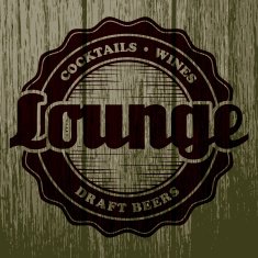 Vintage Lounge Label on Aged Wood