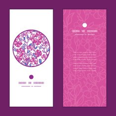 Vector vibrant field flowers vertical round frame pattern invitation greeting N2