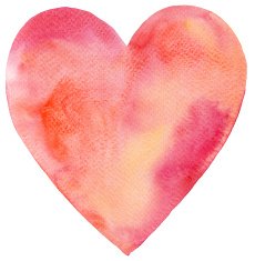 Watercolor painted red heart N13
