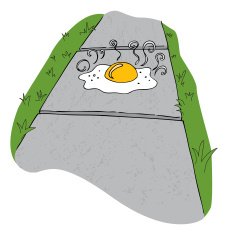 Egg on a sidewalk