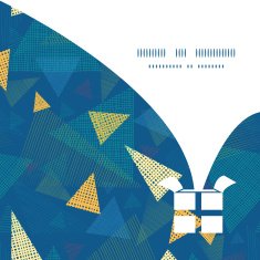 Vector abstract fabric triangles Christmas gift box silhouette pattern frame N2