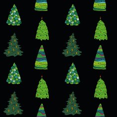 cute pattern of different Christmas trees with ornaments