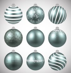 Set of realistic dim christmas balls