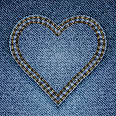 Abstract blue jeans heart on denim background N2