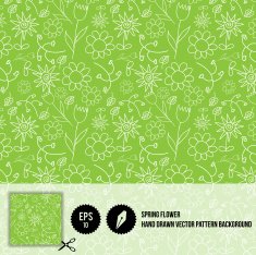 Spring Flower Hand Drawn Pattern Background