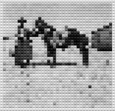 abstract black and white man with horse mosaic pattern background