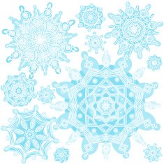 Winter vector set with snowflakes