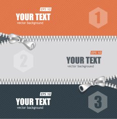 Vector realistic zippers banner 1 2 3 concept N4