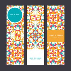 Vector colorful triangle texture vertical banners set pattern background