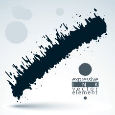 Vector black grungy watercolor shaded painting expressive messy N6