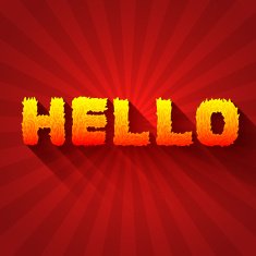 Fire hello text on a red background concept Vector design