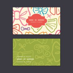 Vector colorful bows horizontal frame pattern business cards set N2