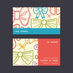 Vector colorful bows horizontal stripe frame pattern business cards set N2