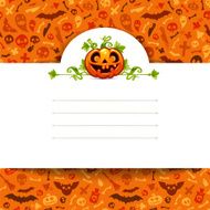 White Paper Sheet with Pumpkin on Halloween Background N2